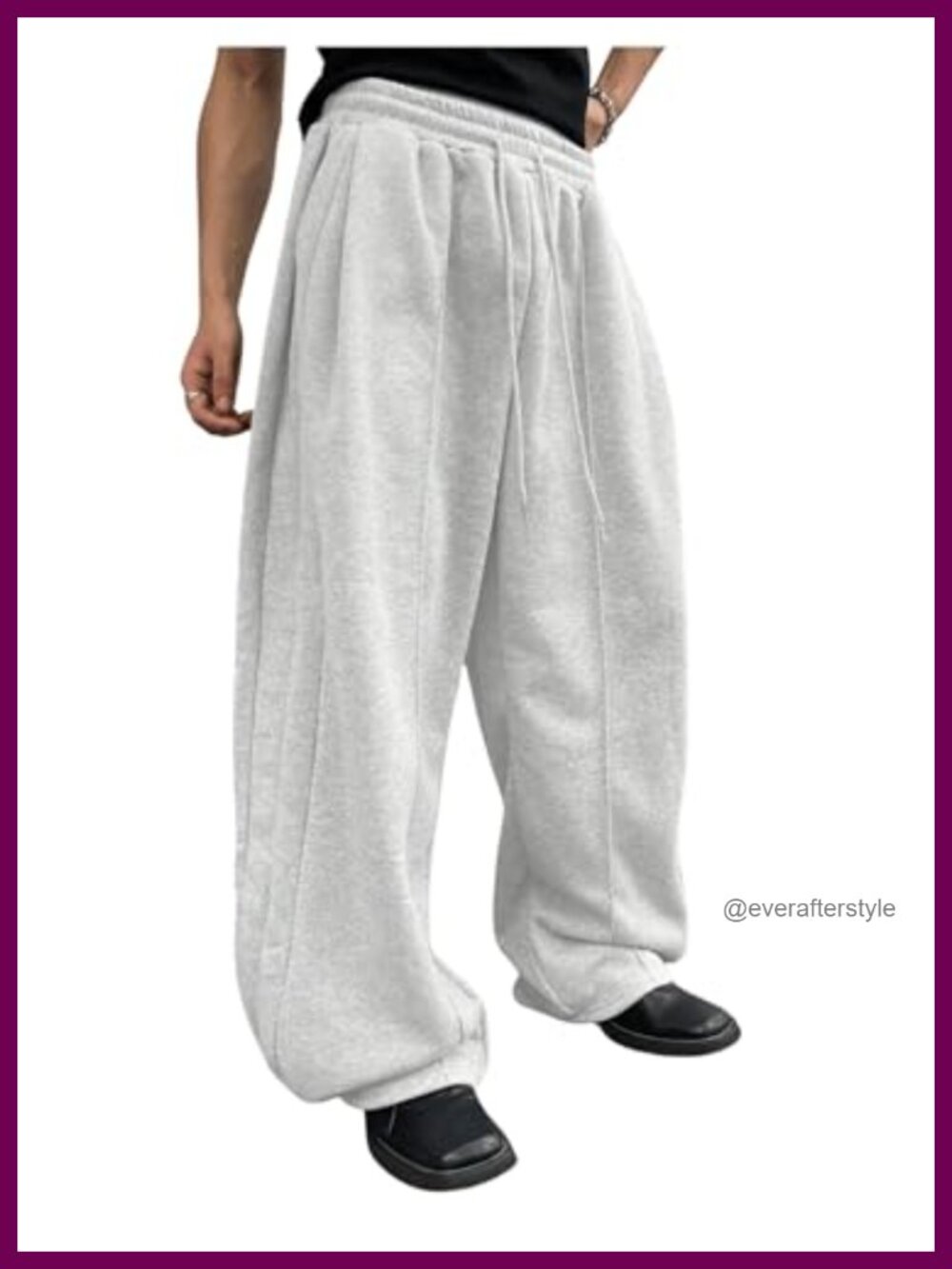 Men Baggy Sweatpants Drawstring Elastic Waist Loose Wide Leg Active Pants
